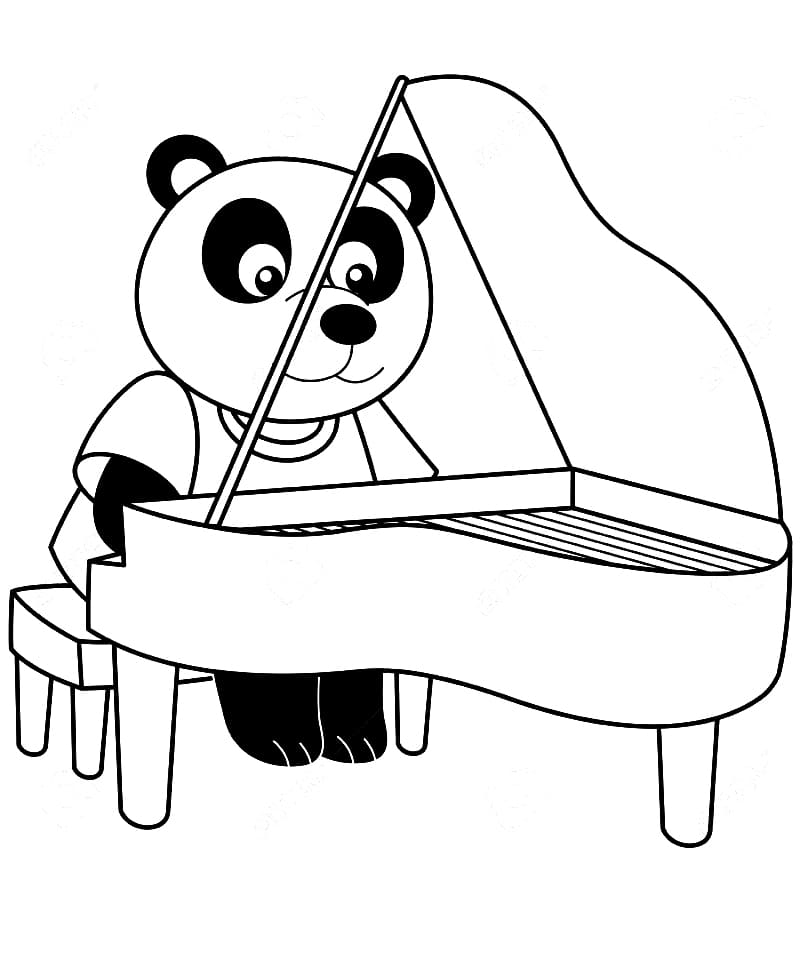 Målarbild Panda Spelar Piano