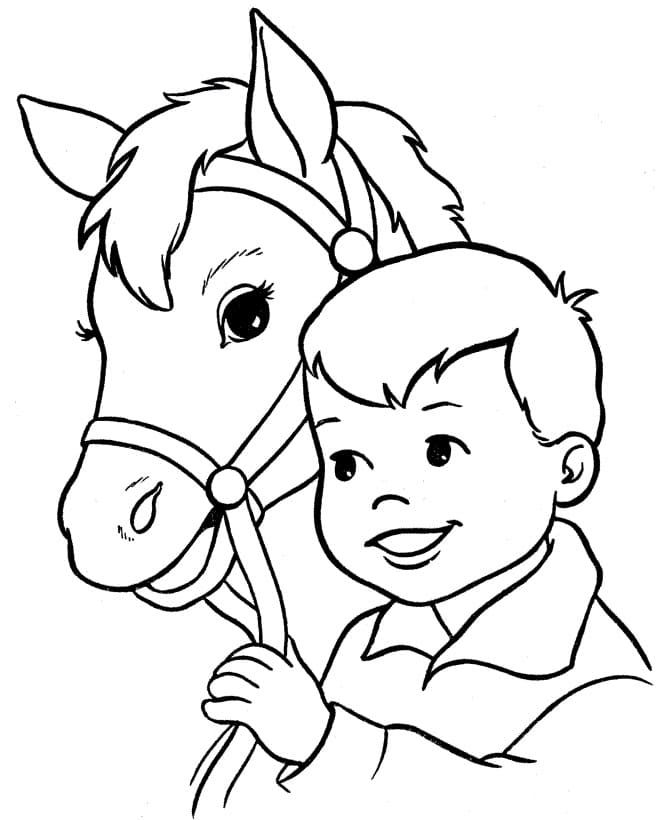 Målarbild Pojke Och Häst