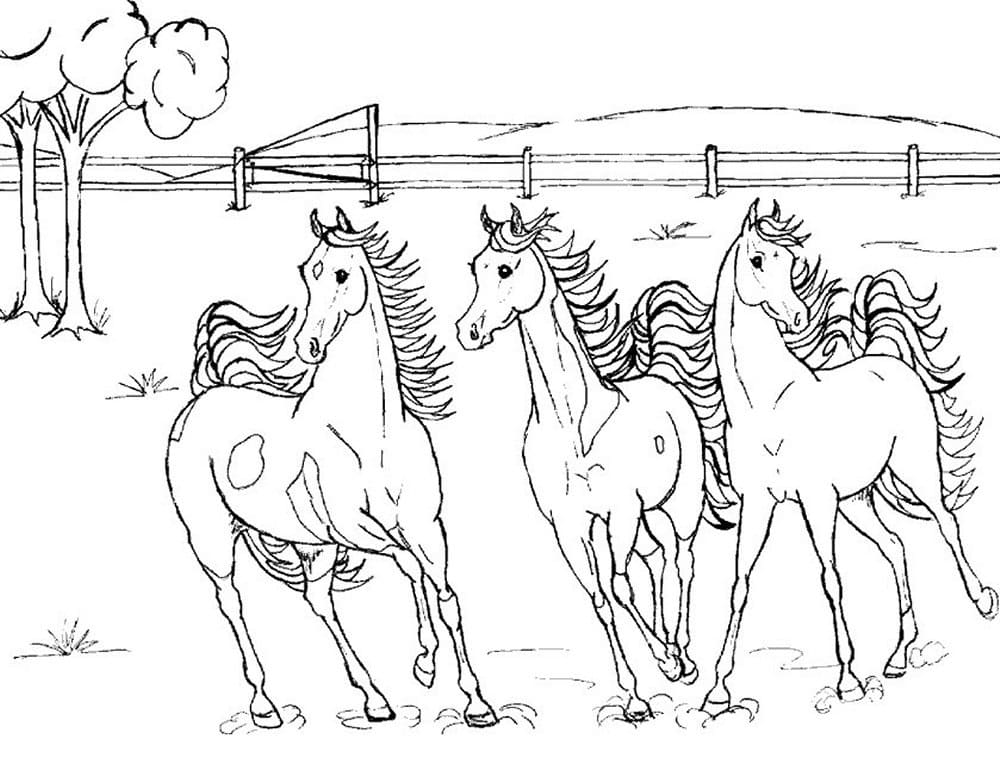Målarbild Tre Hästar