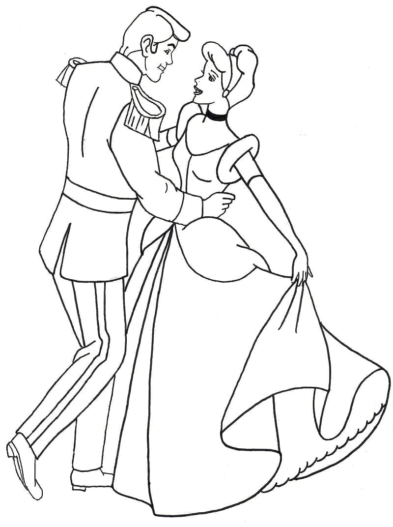 Målarbild Askungen och Prinsen Dansar