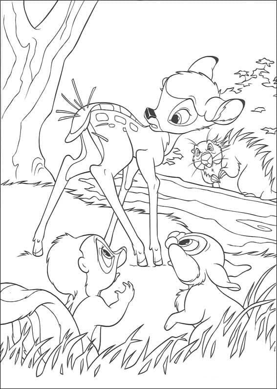 Målarbild Bambi, Stampe och Blomma