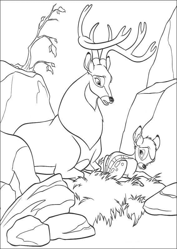 Målarbild Bambi och Hans Pappa