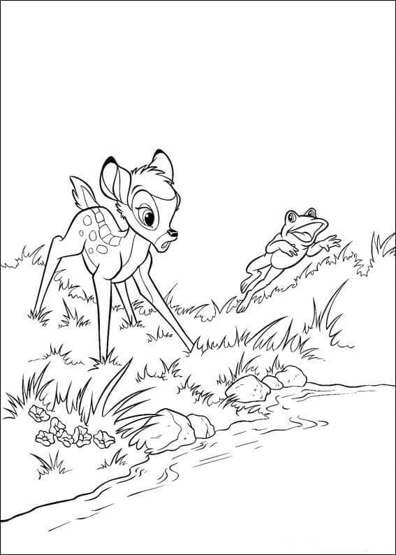 Målarbild Bambi och en Groda
