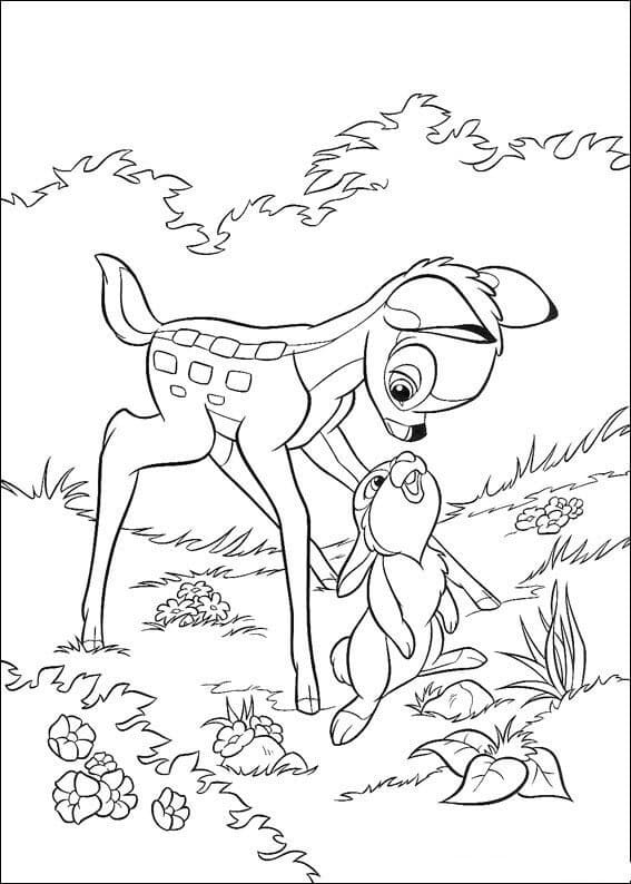Målarbild Bambi och en Kanin