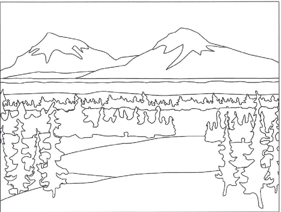 Målarbild Berg och Flod