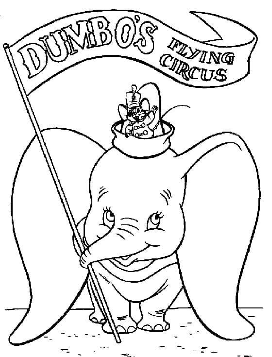 Målarbild Dumbo med en Flagga