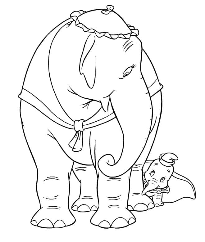 Målarbild Dumbo och Mamma