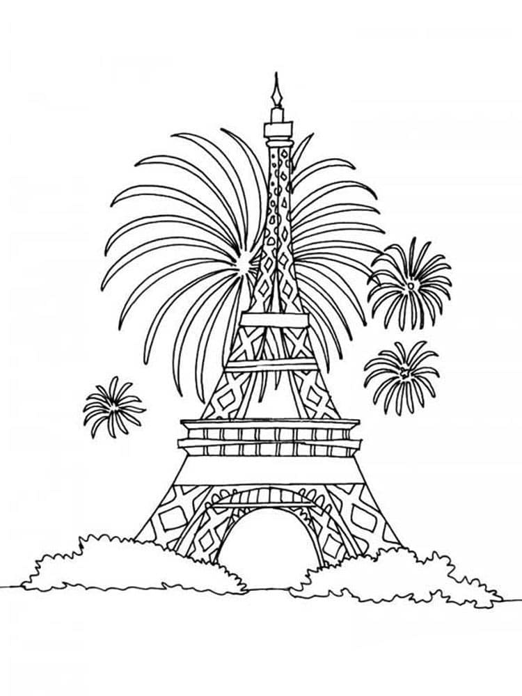 Målarbild Eiffeltornet och Fyrverkerier