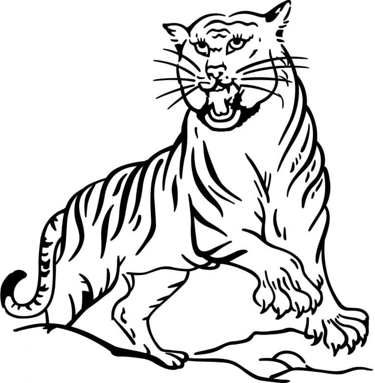 Målarbild En Rytande Tiger