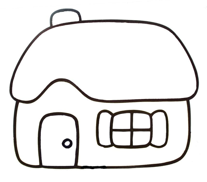 Målarbild Enkelt Hus