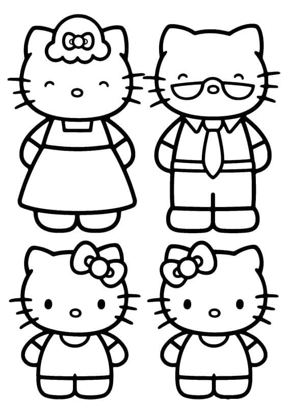 Målarbild Familjen Hello Kitty