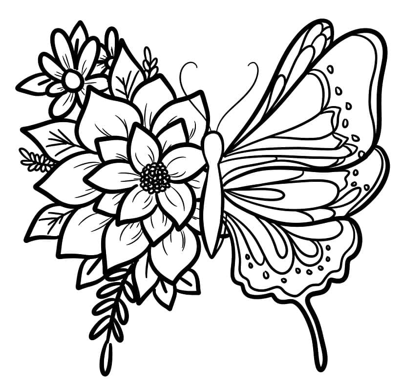 Målarbild Fjäril på en Blomma