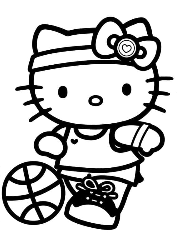 Målarbild Hello Kitty Spelar Basket