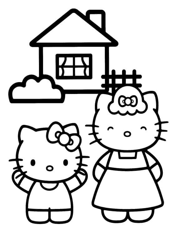 Målarbild Hello Kitty och Mamma