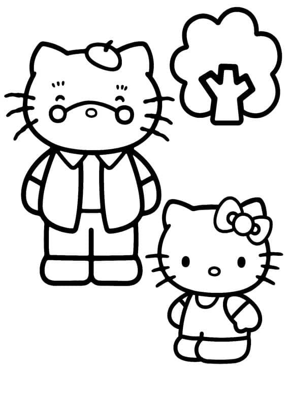 Målarbild Hello Kitty och Morfar
