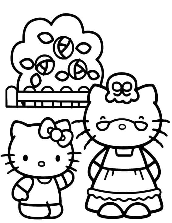 Målarbild Hello Kitty och Mormor