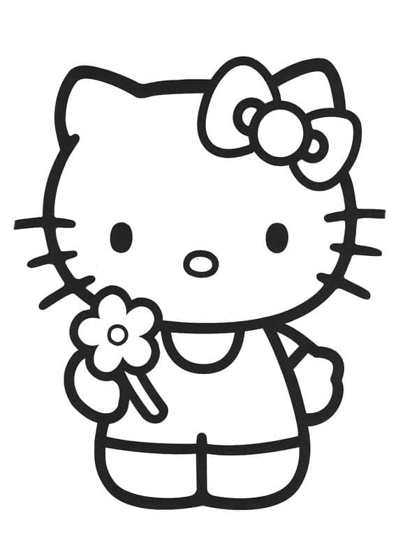 Målarbild Hello Kitty och en Blomma
