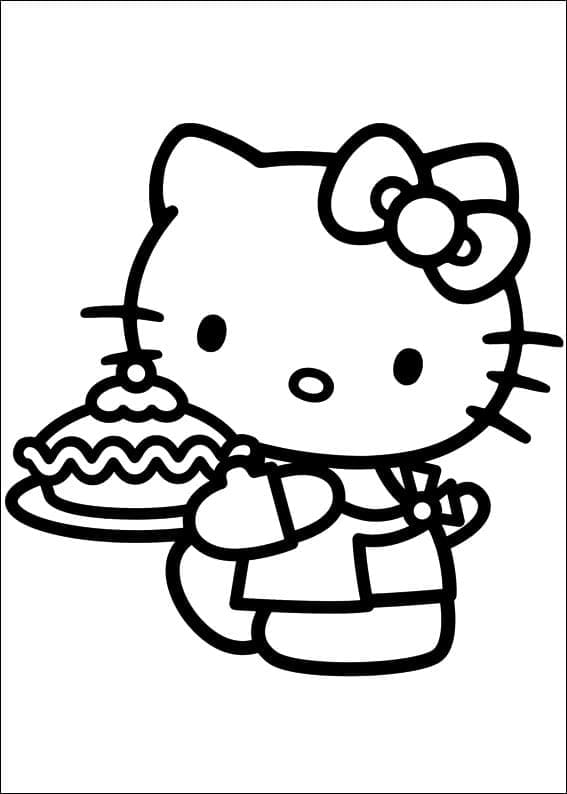 Målarbild Hello Kitty och en Tårta