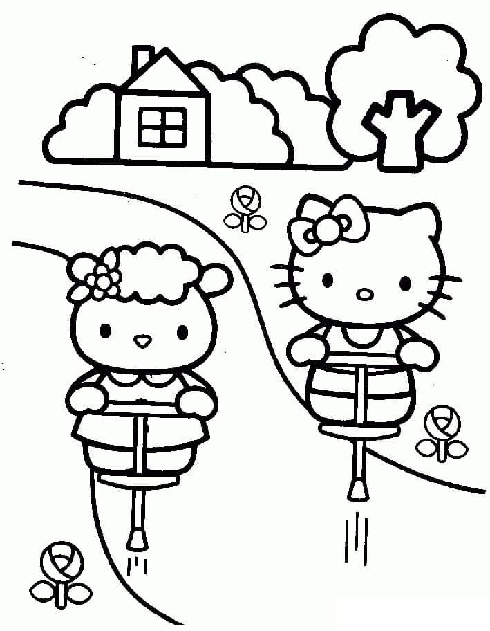 Målarbild Hello Kitty och en Vän