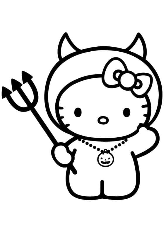 Målarbild Hello Kitty på Halloween