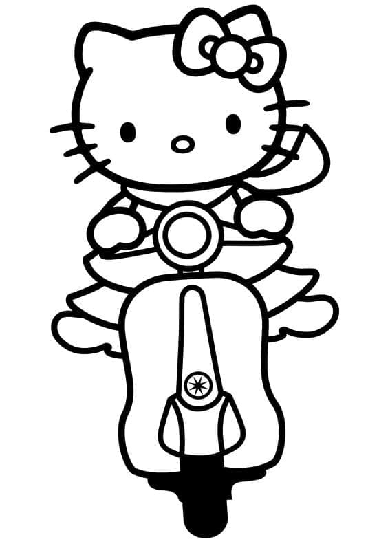Målarbild Hello Kitty på en Vespa