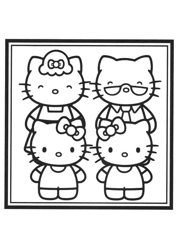 Målarbild Hello Kittys Familjefoto