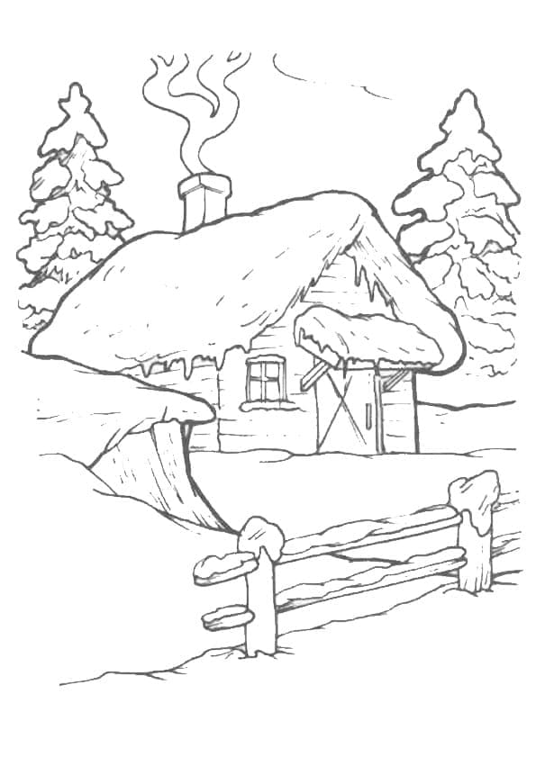 Målarbild Hus i Skogen