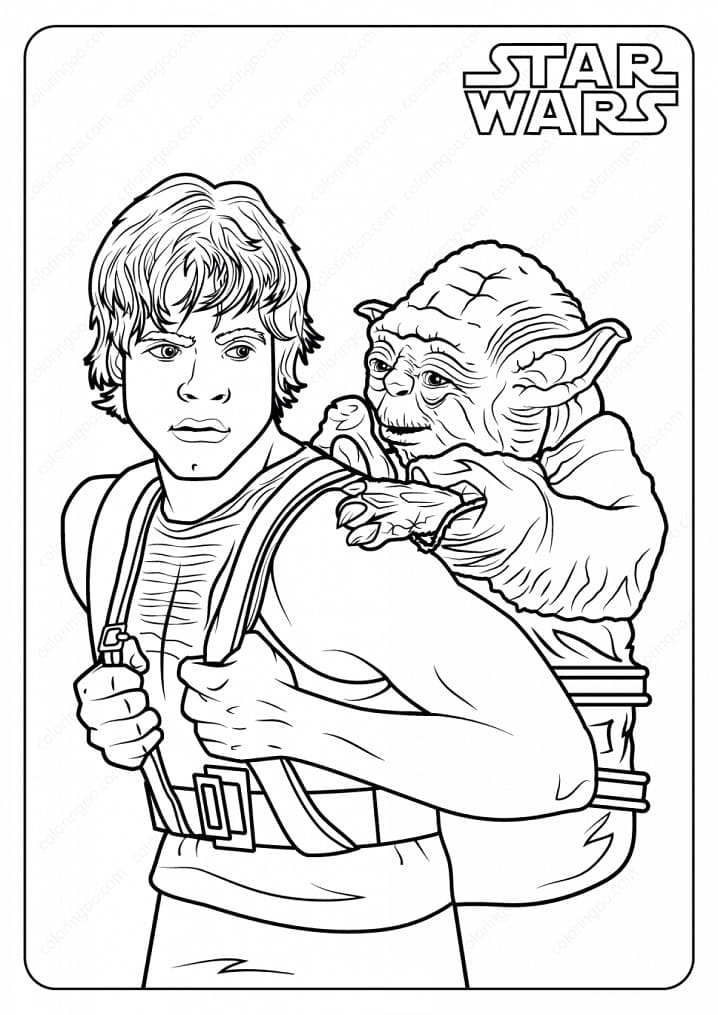 Målarbild Luke Skywalker och Yoda