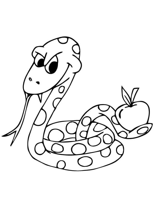 Målarbild Orm med ett äpple