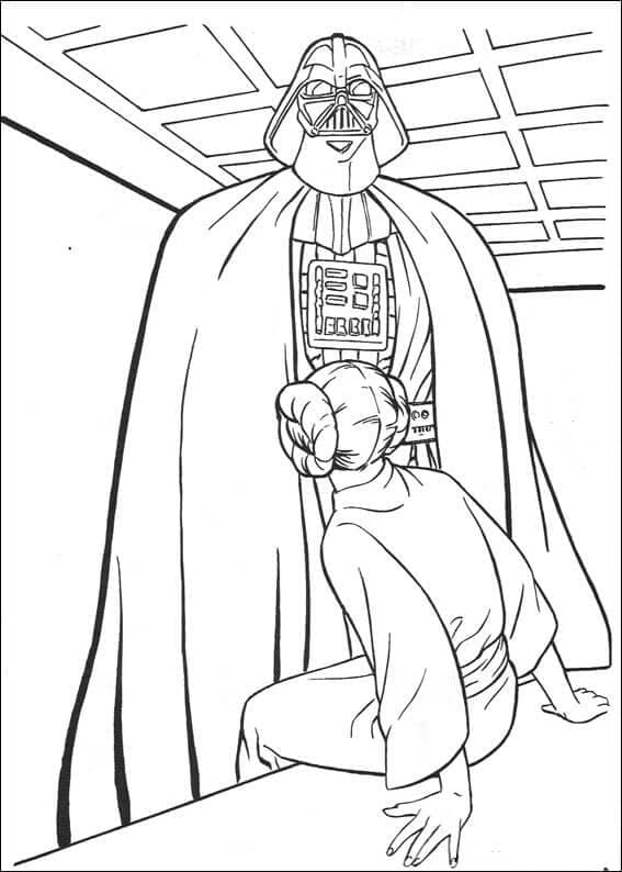 Målarbild Prinsessan Leia och Darth Vader