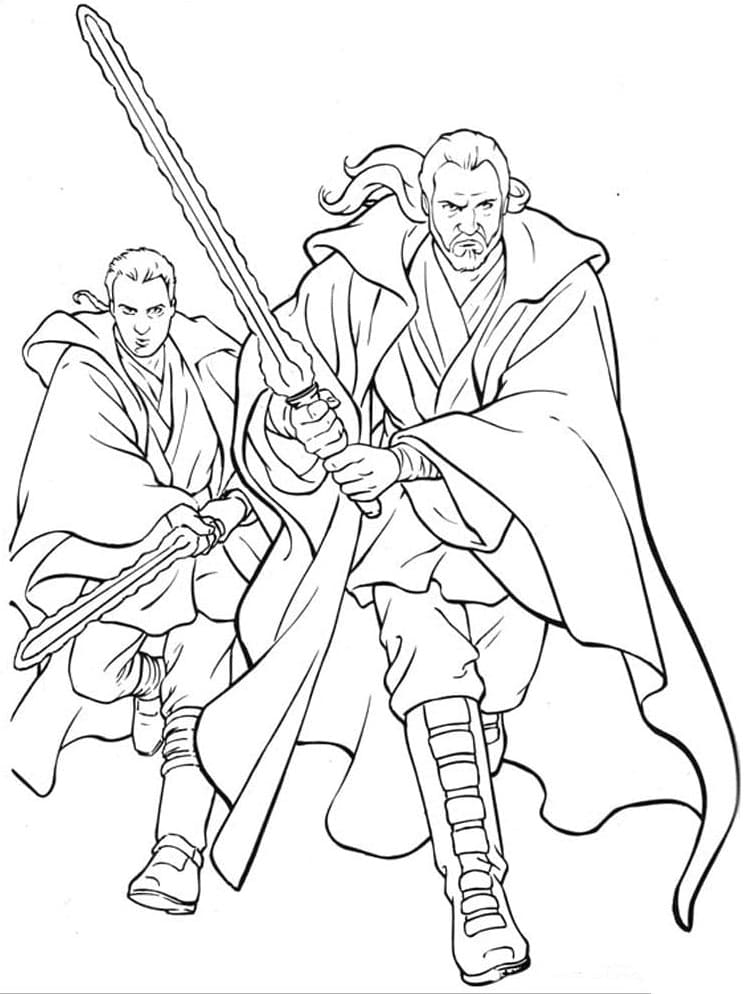 Målarbild Qui Gon Jinn och Obi Wan Kenobi