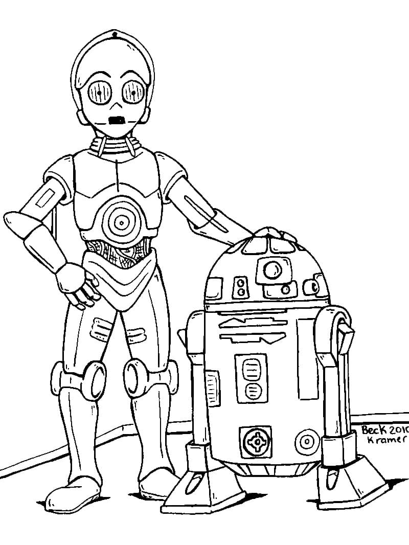 Målarbild R2-D2 och C-3PO
