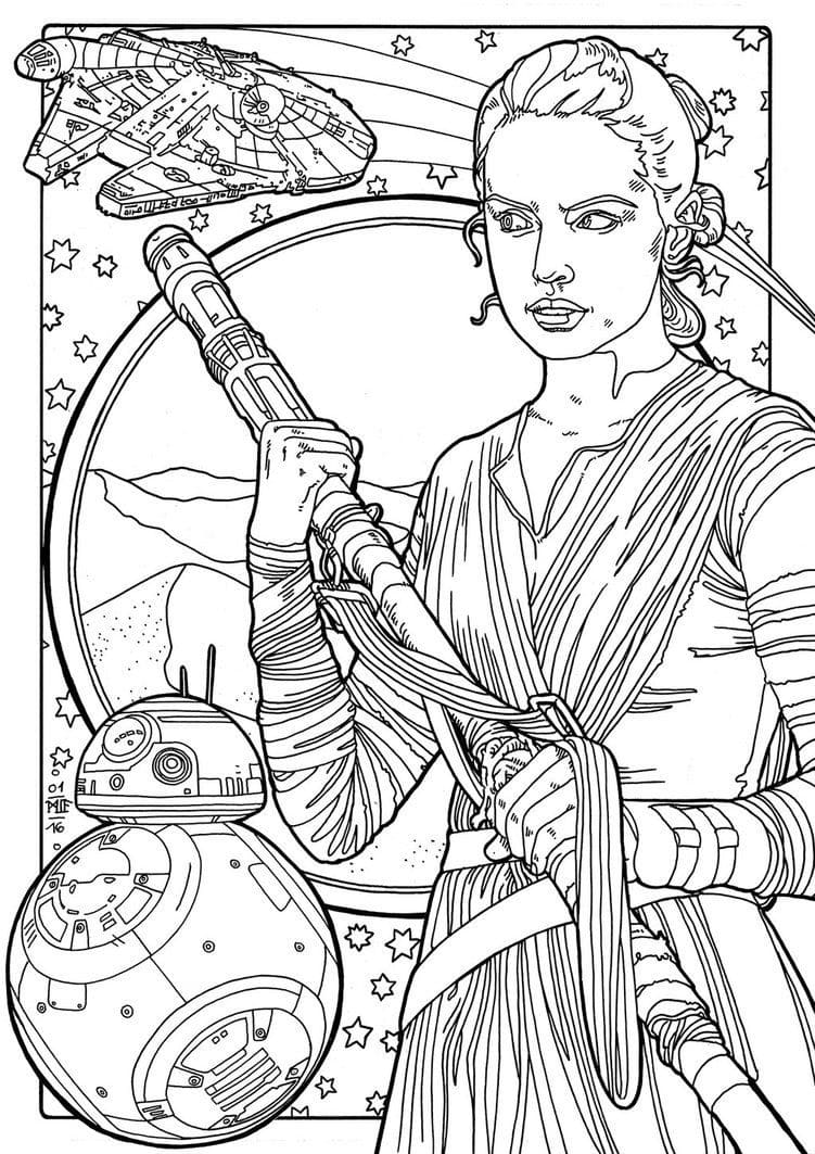 Målarbild Rey med BB-8