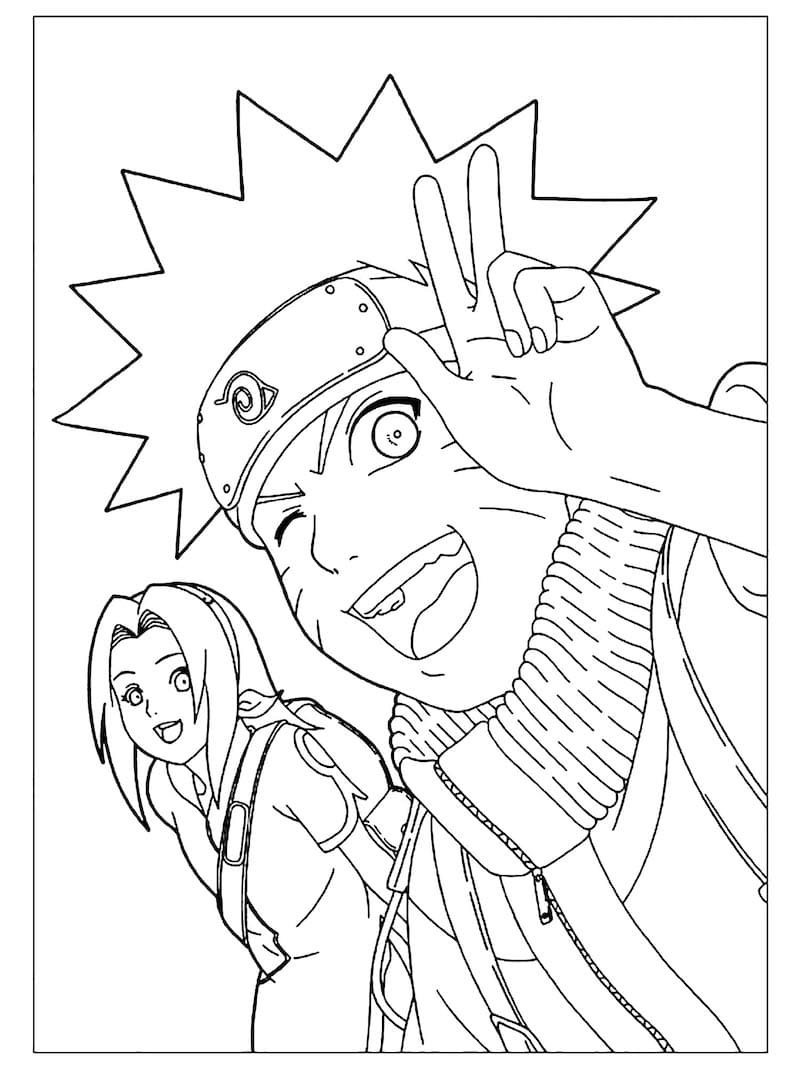 Målarbild Sakura och Naruto
