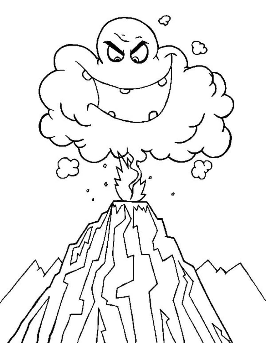 Målarbild Tecknad Vulkan