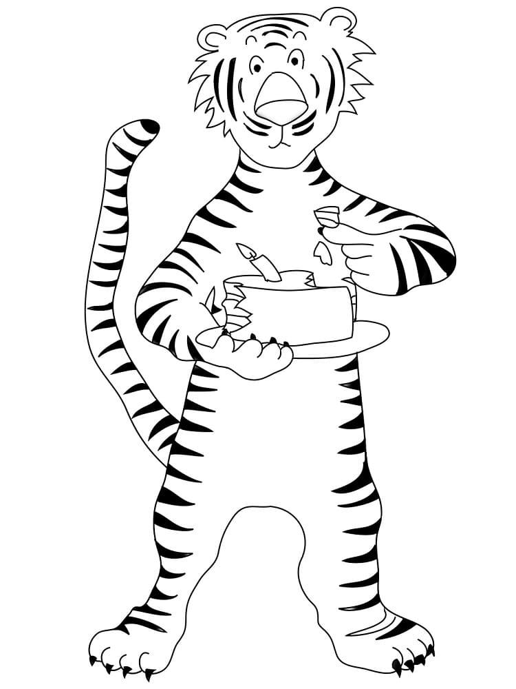 Målarbild Tiger Som äter en Tårta