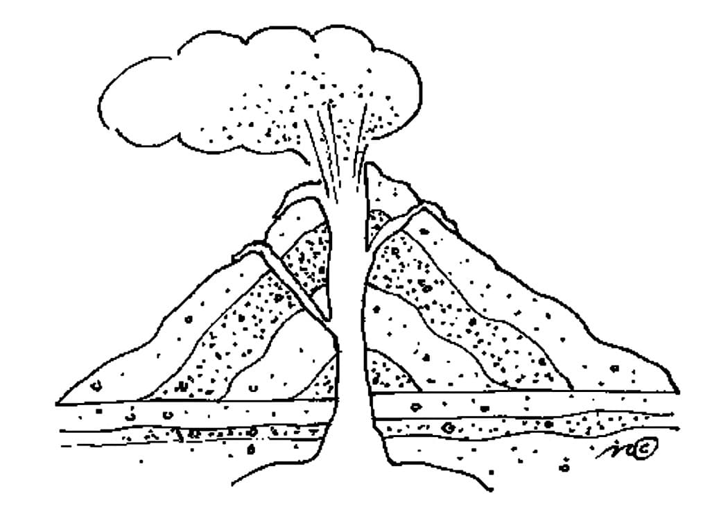 Målarbild Vulkanutbrott