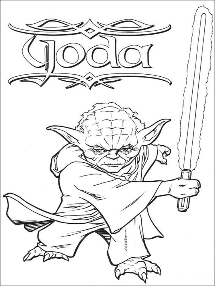Målarbild Yoda med Ljussabel
