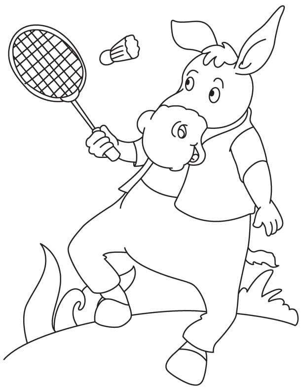 Målarbild Åsnan Spelar Badminton
