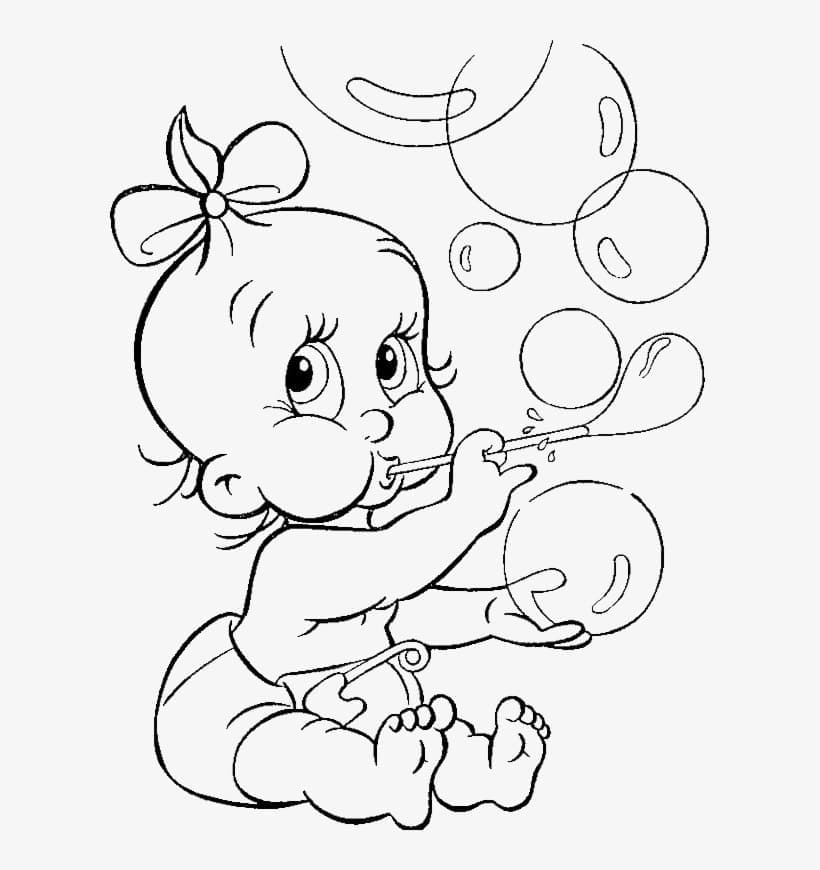 Målarbild Baby med Bubblor