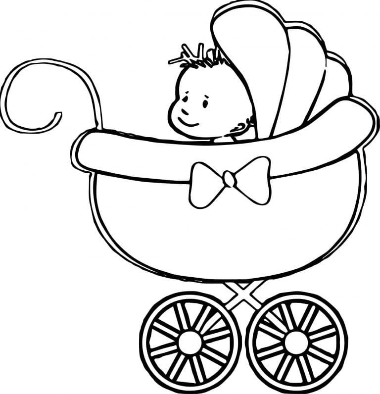 Målarbild Bebis i Vagnen