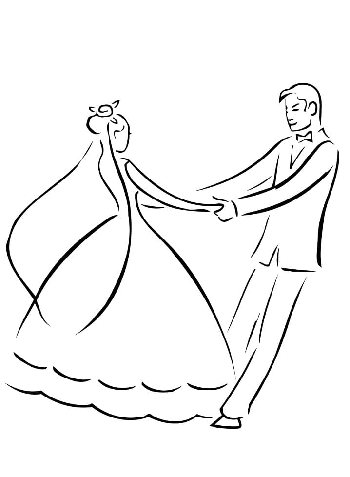 Målarbild Bruden och Brudgummen Dansar