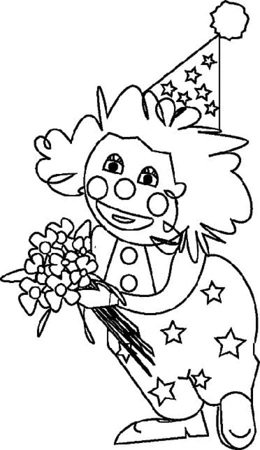 Målarbild Clown med Blommor