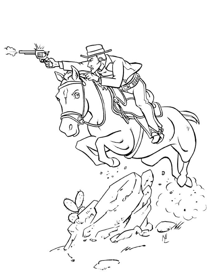 Målarbild Cowboy Skjuter