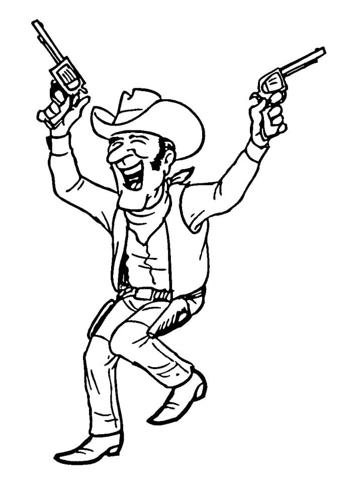 Målarbild Cowboy med Pistoler