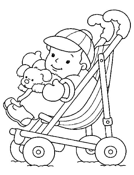 Målarbild En Bebis i Vagnen