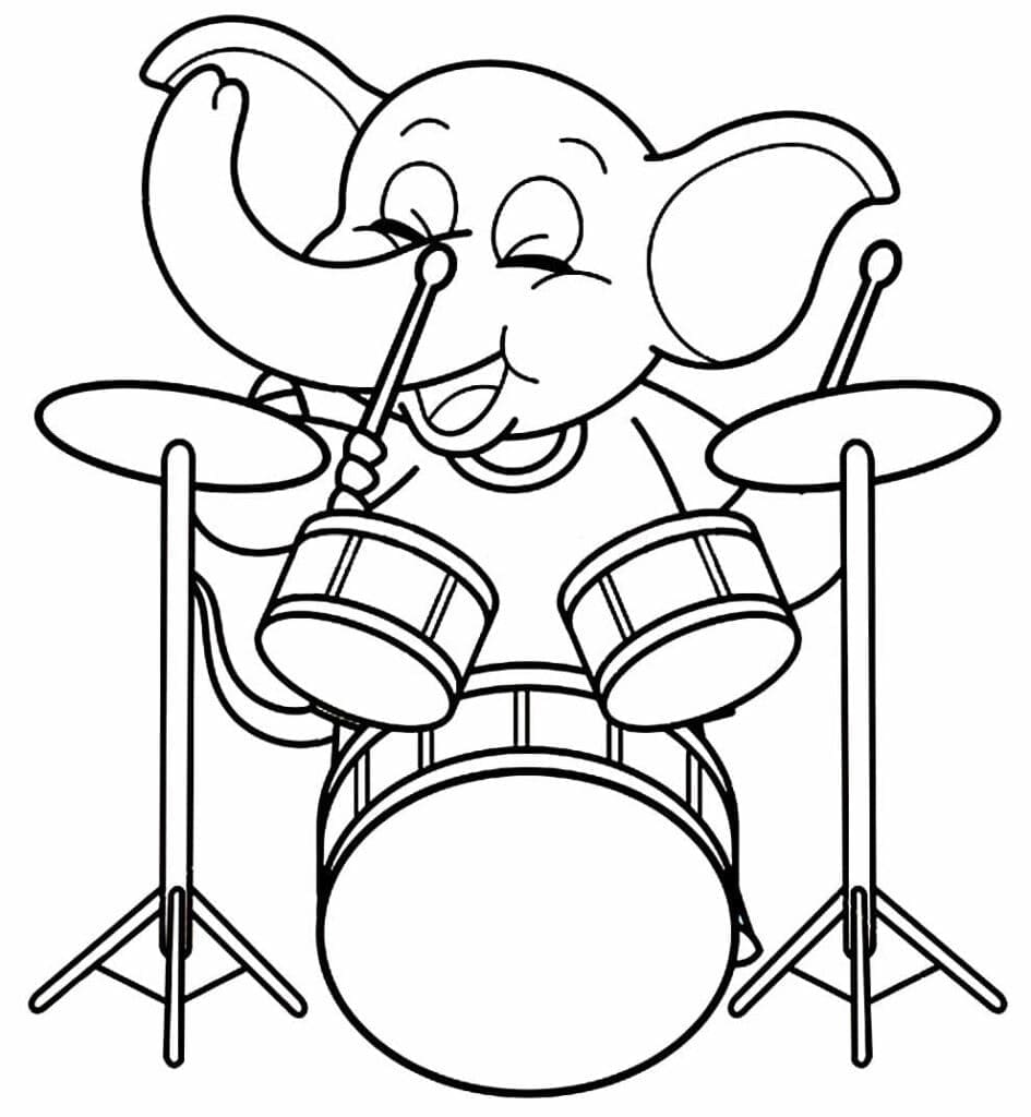 Målarbild En Elefant Spelar Trumset