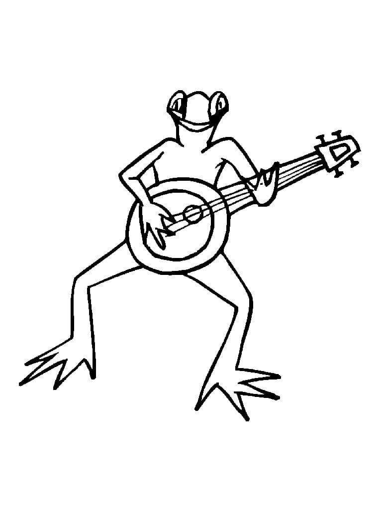 Målarbild En Groda Spelar Banjo