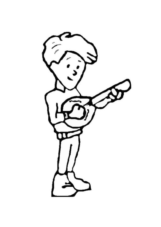 Målarbild En Pojke Spelar Banjo