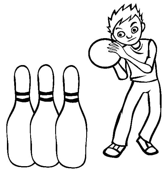 Målarbild En Pojke Spelar Bowling